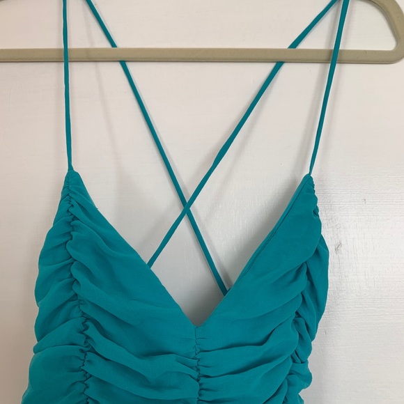 Boutique dress, open cross back, aqua / seafoam - Picture 2 of 9